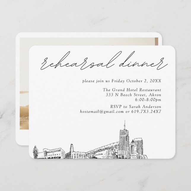 Akron Wedding Elegant Rehearsal Dinner Enclosure Card (Front/Back)