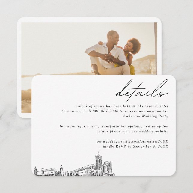 Akron Wedding Hotel Room Block Details Enclosure Card (Front/Back)