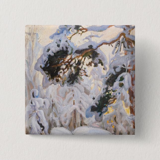 Akseli Gallen-Kallela - Forest in Winter 15 Cm Square Badge (Front)