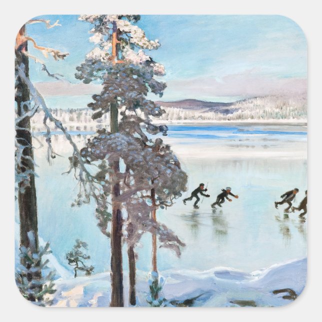 Akseli Gallen-Kallela - Skaters near Kalela Shore Square Sticker (Front)