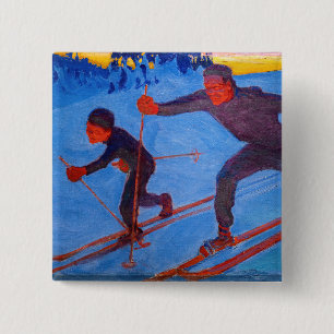 Akseli Gallen-Kallela - Skiers 15 Cm Square Badge
