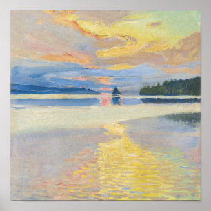 Akseli Gallen-Kallela - Sunset over Lake Ruovesi Poster