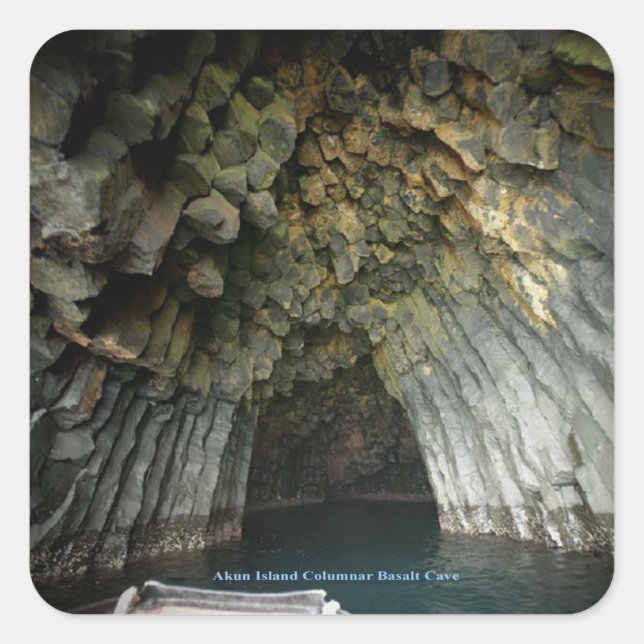 Akun Island Columnar Basalt Cave Square Sticker (Front)