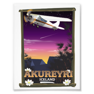 Akureyri Iceland travel poster