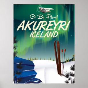 Akureyri Iceland travel poster