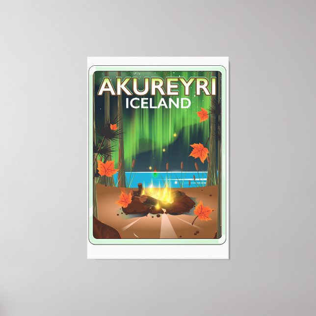 Akureyri Iceland travel poster Canvas Print (Front)