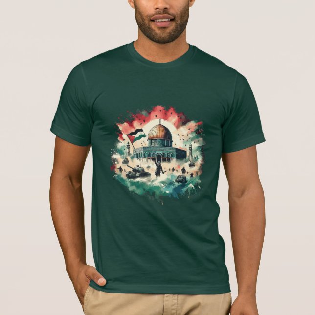 Al-Aqsa Mosque, Save Gaza - Vector T-Shirt Design (Front)