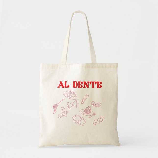 Al Dente Pink and Red Tote Bag (Front)