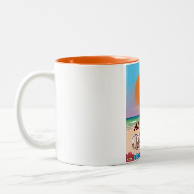Al Ghariya Qatar beach poster Two-Tone Coffee Mug (Left)