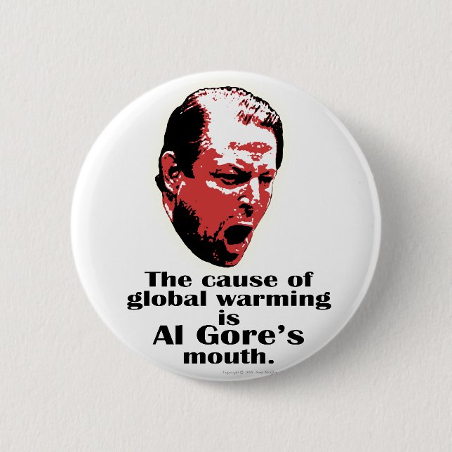 Al Gore Global Warming Black 6 Cm Round Badge (Front)
