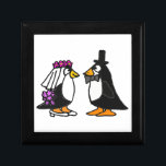 AL- Penguin Wedding Gift Box<br><div class="desc">Cute funny bride and groom penguin cartoon gift box design.  They are cute and fun and full of personality.  Great gift idea. Can also add custom text when ordering.</div>