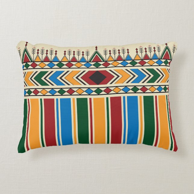 Al-Qatt Al-Asiri inspired geometric pattern. Decorative Cushion (Front)