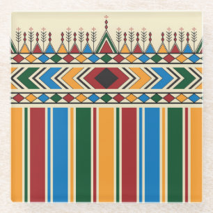 Al-Qatt Al-Asiri inspired geometric pattern. Glass Coaster