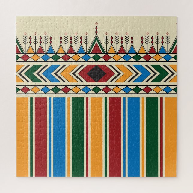 Al-Qatt Al-Asiri inspired geometric pattern. Jigsaw Puzzle (Vertical)