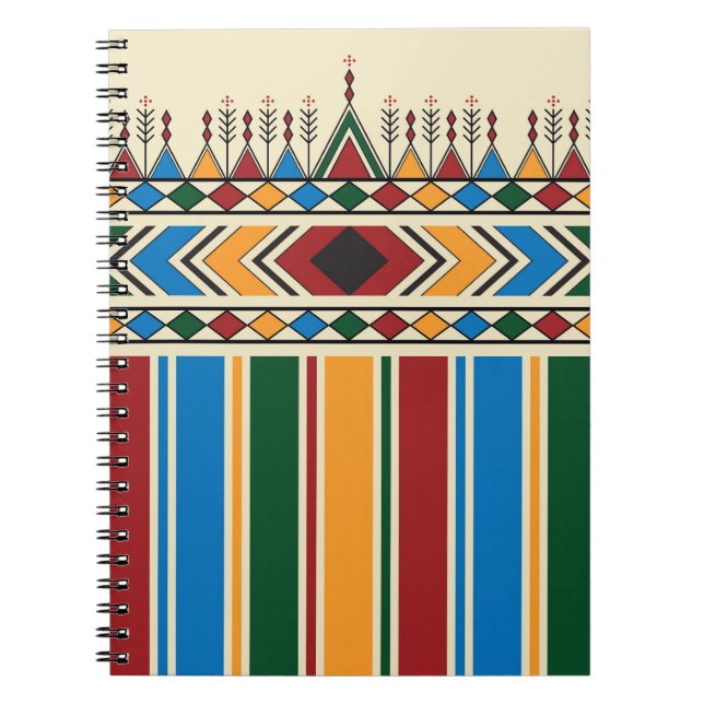 Al-Qatt Al-Asiri inspired geometric pattern. Notebook (Front)