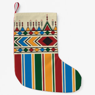 Al-Qatt Al-Asiri inspired geometric pattern. Small Christmas Stocking