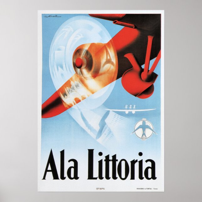 ALA LITTORIA Airlines Vintage Italy Travel Poster (Front)