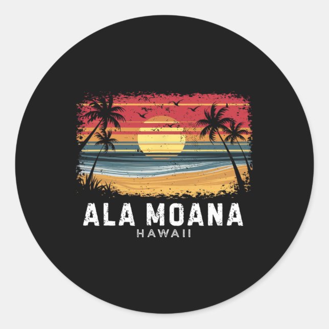 Ala Moana Beach Hawaii Surfboard Beach  Classic Round Sticker (Front)