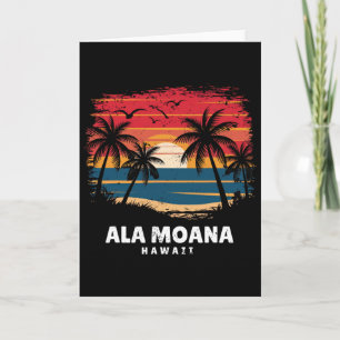 Ala Moana Beach Hawaii Surfboarder Palm Tree Souve Card