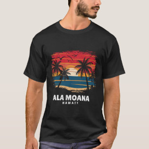 Ala Moana Beach Hawaii Surfboarder Palm Tree Souve T-Shirt