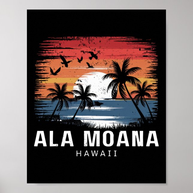 Ala Moana Beach Hawaii Surfing Surfer  Poster (Front)