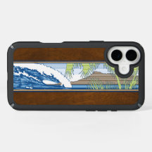 Ala Moana Hawaiian Faux Koa Wood Surf Sign