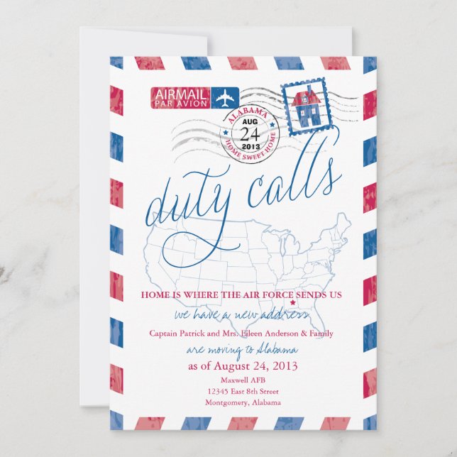 Alabama Airmail Military Moving Announcement (Front)