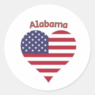 Alabama American Flag Heart  Classic Round Sticker