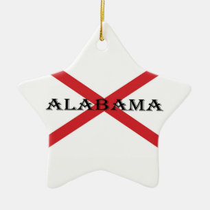 Alabama and Flag orncn Ceramic Tree Decoration