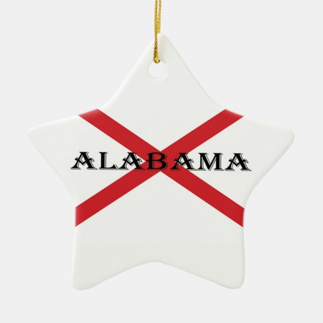 Alabama and Flag orncnt Ceramic Tree Decoration (Front)
