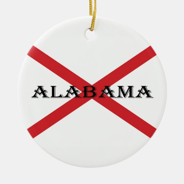 Alabama and Flag orncnt Ceramic Tree Decoration (Front)