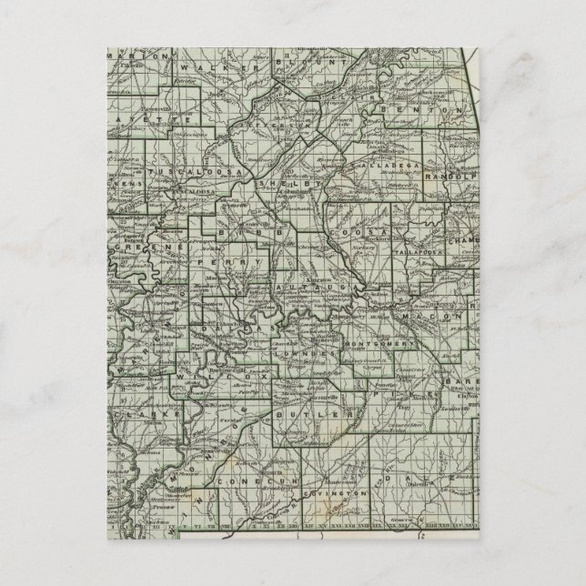 Alabama Atlas Map Postcard (Front)