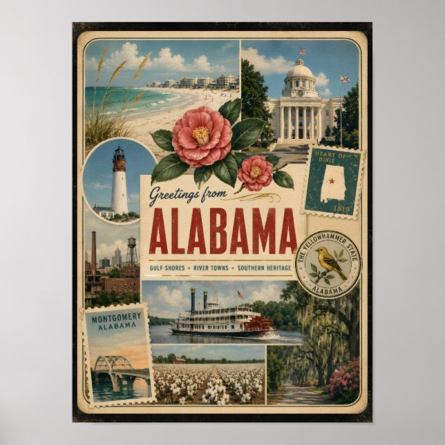 Alabama Authentic Vintage Style Poster (Front)