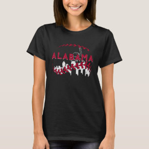 Alabama Baseball Vintage Leopard Heart Baseball Fa T-Shirt