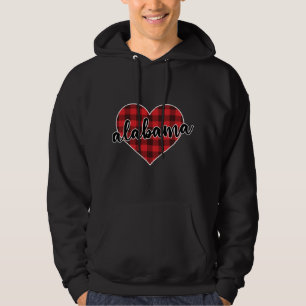 Alabama Buffalo Plaid Heart Cosy Christmas Winter  Hoodie