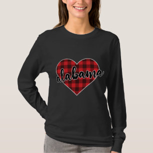 Alabama Buffalo Plaid Heart Cosy Christmas Winter T-Shirt