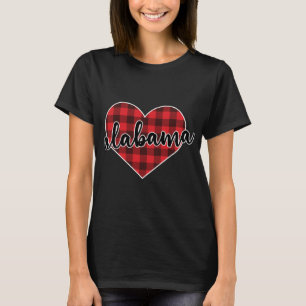 Alabama Buffalo Plaid Heart Cosy Christmas Winter T-Shirt