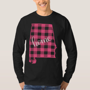 Alabama Buffalo Plaid Home State Country Pink Plai T-Shirt