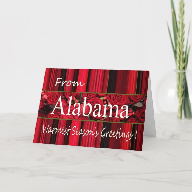 Alabama Christmas Card, state specific Holiday Card (Front)