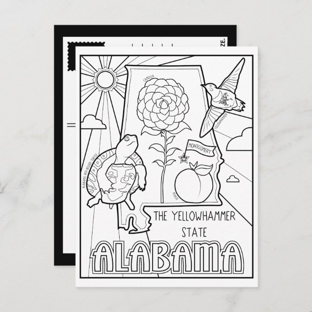 alabama colour me collage postcard (Front/Back)
