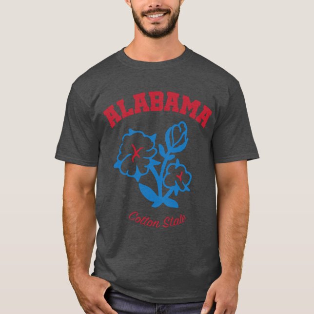 Alabama Cotton State USA Original Graphic with Blu T-Shirt (Front)