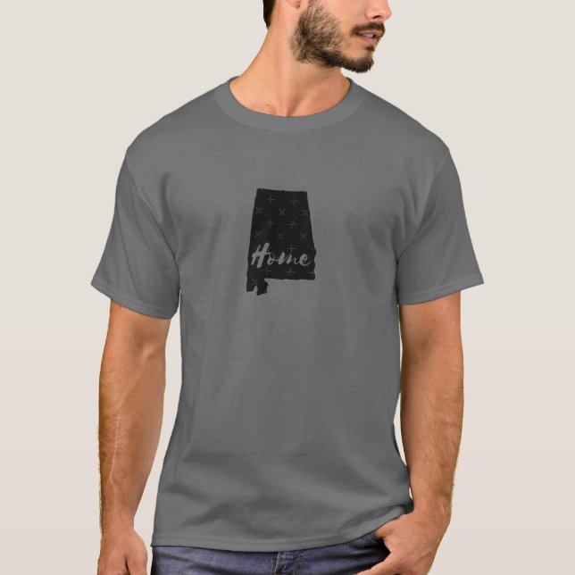 Alabama Cursive Home State Outline T-Shirt (Front)