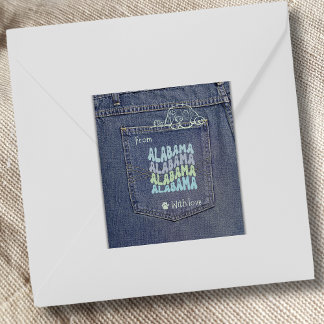 Alabama Dog in Jean Pocket Classic Square Sticker