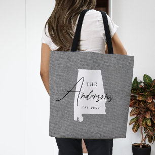 Alabama Family Monogram State Tote Bag