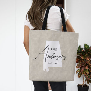 Alabama Family Monogram State Tote Bag