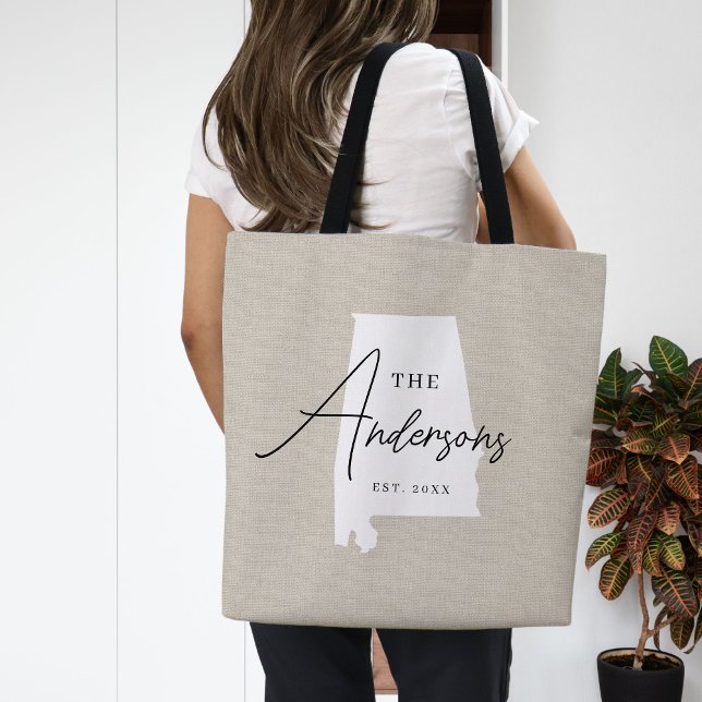 Alabama Family Monogram State Tote Bag (Creator Uploaded)
