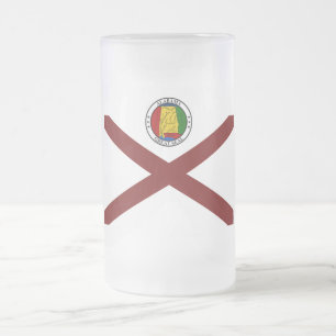Alabama flag frosted glass beer mug