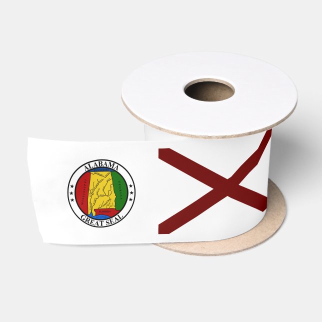 Alabama flag-seal  satin ribbon (Spool)