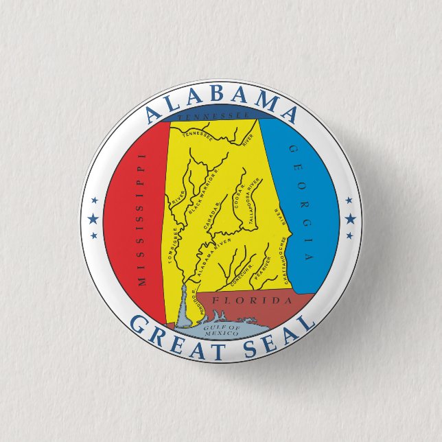 Alabama great seal 3 cm round badge (Front)