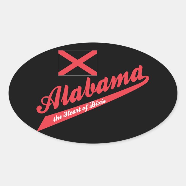 Alabama Heart of Dixie Oval Sticker (Front)